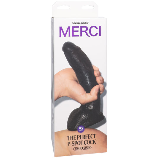 Merci The Perfect P-Spot Cock 9.5" With Removable Vac-U-Lock Suction Cup Ultraskyn Black | 782421089887 | Available at EroticWarehouse.com