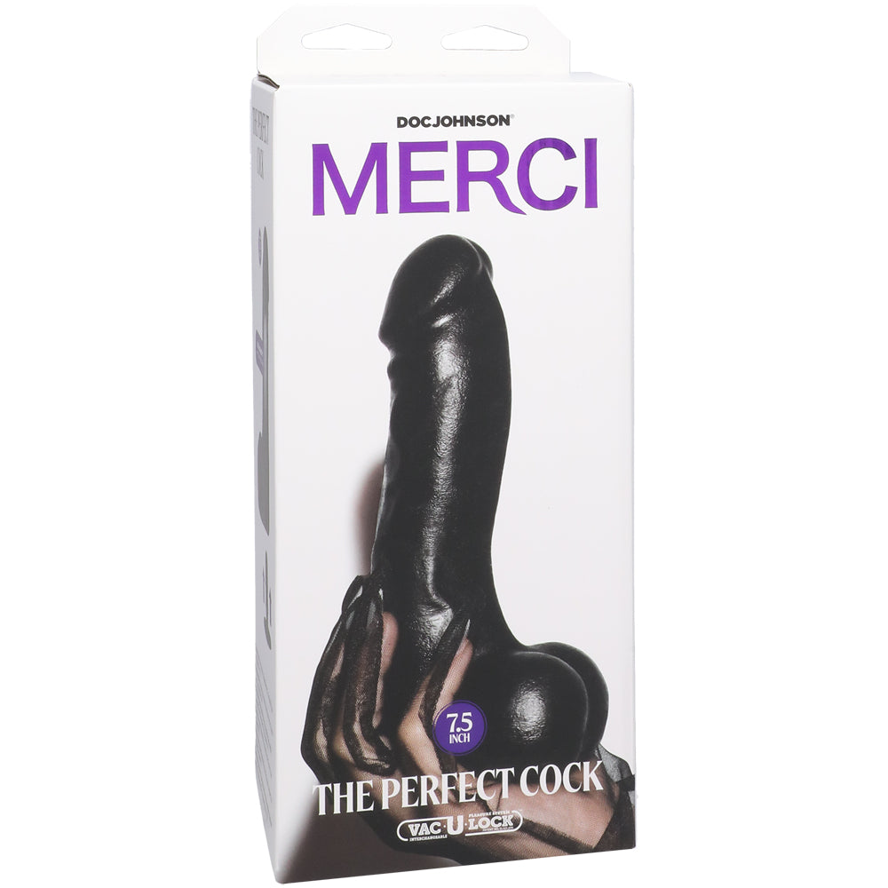 Merci The Perfect Cock 7.5" With Removable Vac-U-Lock Suction Cup Ultraskyn Black | 782421089894 | Available at EroticWarehouse.com