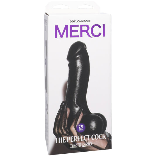 Merci The Perfect Cock 7.5" With Removable Vac-U-Lock Suction Cup Ultraskyn Black | 782421089894 | Available at EroticWarehouse.com