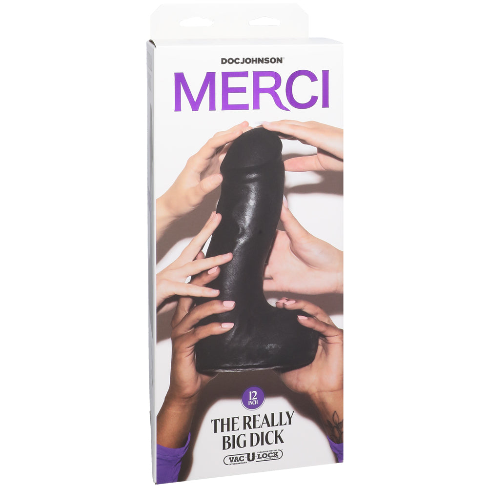 Merci The Really Big Dick 12" With Xl Removable Vac-U-Lock Suction Cup Ultraskyn Black | 782421089917 | Available at EroticWarehouse.com