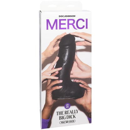 Merci The Really Big Dick 12" With Xl Removable Vac-U-Lock Suction Cup Ultraskyn Black | 782421089917 | Available at EroticWarehouse.com