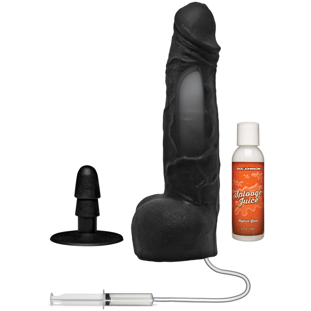 Merci Squirting Cumplay Cock 10" With Removable Vac-U-Lock Suction Cup Ultraskyn Black | 782421089924 | Available at EroticWarehouse.com