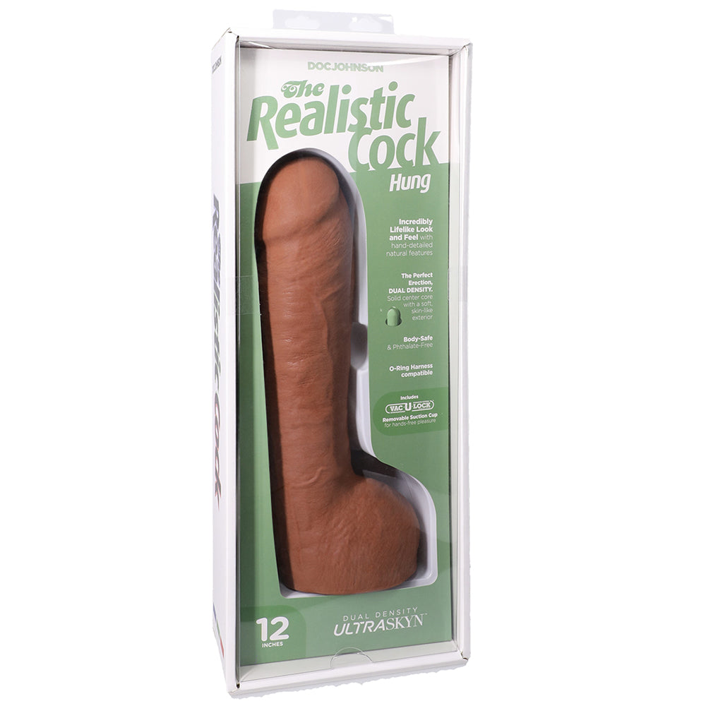 The Realistic Cock Hung Ultraskyn 12" With Balls Caramel | 782421091477 | Available at EroticWarehouse.com