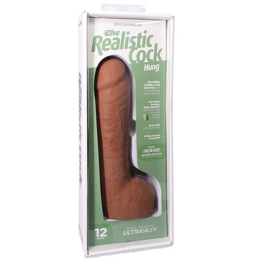 The Realistic Cock Hung Ultraskyn 12" With Balls Caramel | 782421091477 | Available at EroticWarehouse.com