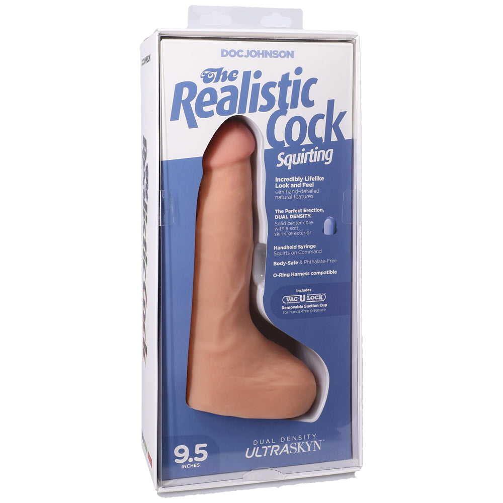 The Realistic Cock Squirting Cock Ultraskyn 9.5" With Balls Vanilla | 782421091491 | Available at EroticWarehouse.com