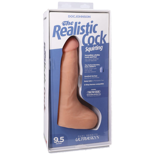 The Realistic Cock Squirting Cock Ultraskyn 9.5" With Balls Vanilla | 782421091491 | Available at EroticWarehouse.com