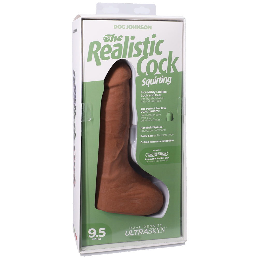 The Realistic Cock Squirting Cock Ultraskyn 9.5" With Balls Caramel | 782421091514 | Available at EroticWarehouse.com