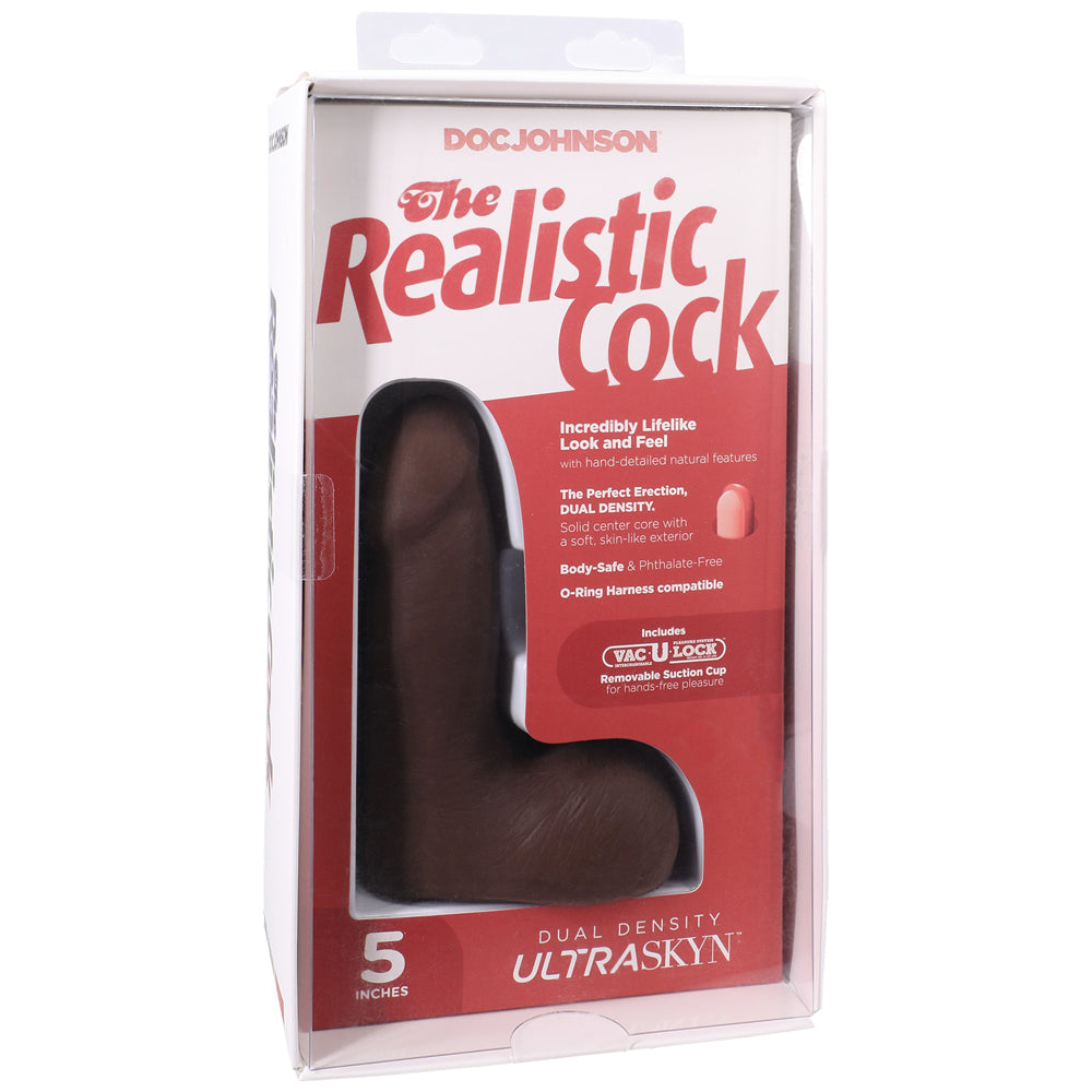 The Realistic Cock Ultraskyn 5" With Balls Chocolate | 782421091569 | Available at EroticWarehouse.com