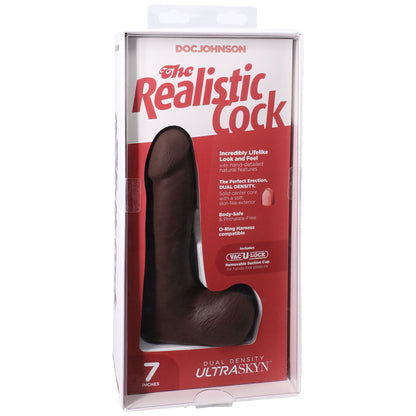 The Realistic Cock Ultraskyn 7" With Balls Chocolate | 782421091576 | Available at EroticWarehouse.com