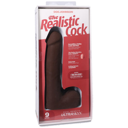 The Realistic Cock Ultraskyn 9" With Balls Chocolate | 782421091583 | Available at EroticWarehouse.com