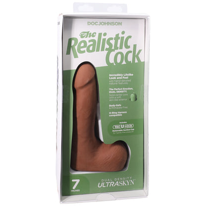 The Realistic Cock Ultraskyn 7" With Balls Caramel | 782421091606 | Available at EroticWarehouse.com