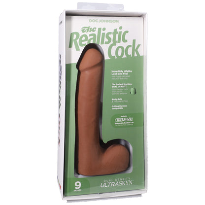 The Realistic Cock Ultraskyn 9" With Balls Caramel | 782421091613 | Available at EroticWarehouse.com