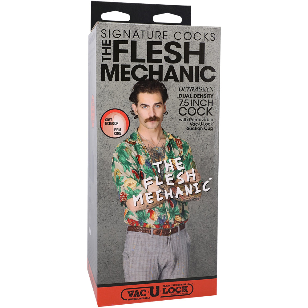 Signature Cocks The Flesh Mechanic 7.5" Ultraskyn Cock With Removable Vac-U-Lock Suction Cup Vanilla | 782421092009 | Available at EroticWarehouse.com