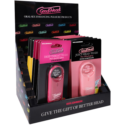 Goodhead Deep Throat & Juicy Head Spray To-Go Display | 782421096083 | Available at EroticWarehouse.com