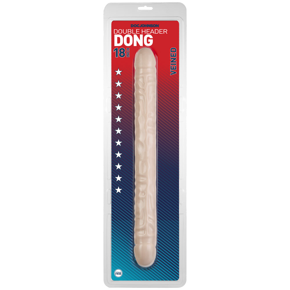Double Header Dong - 18" - Veined White | 782421103309 | Available at EroticWarehouse.com