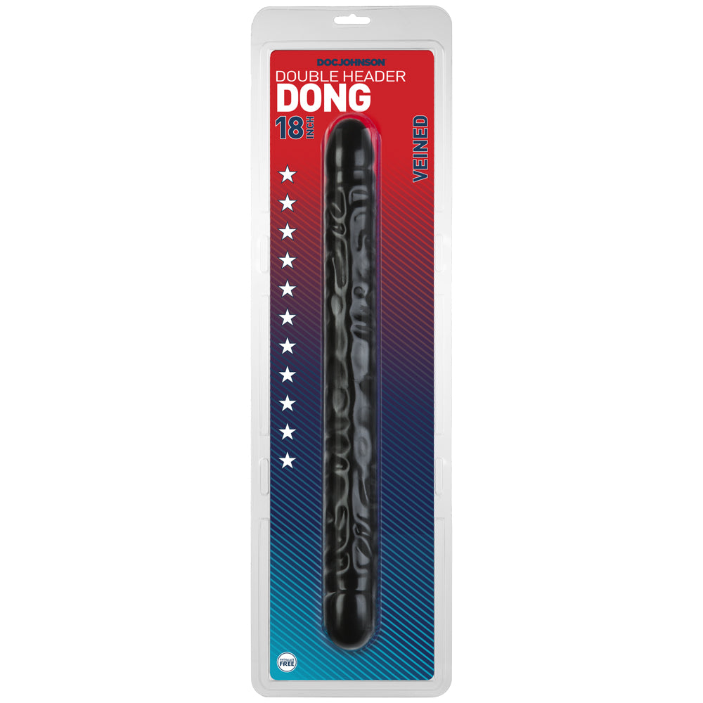 Double Header Dong - 18" - Veined Black | 782421103606 | Available at EroticWarehouse.com
