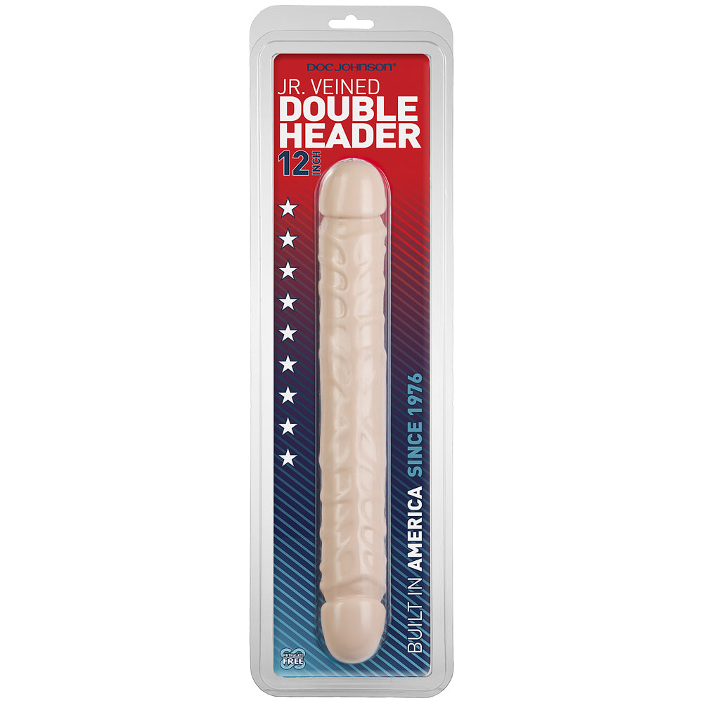 Jr. Veined Double Header - 12" White | 782421103903 | Available at EroticWarehouse.com