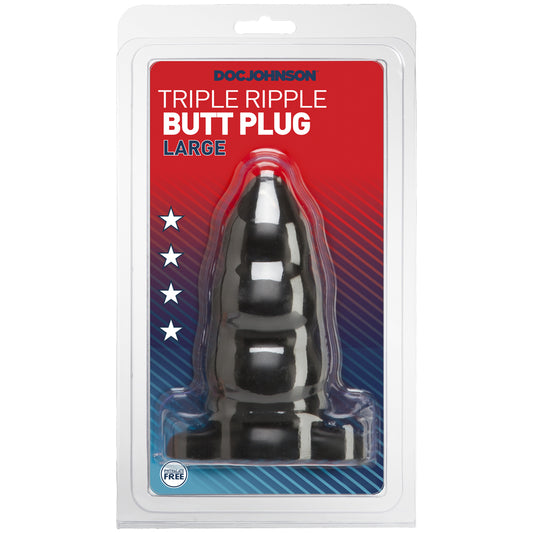 Tripple Ripple Butt Plug - Large Black | 782421113803 | Available at EroticWarehouse.com
