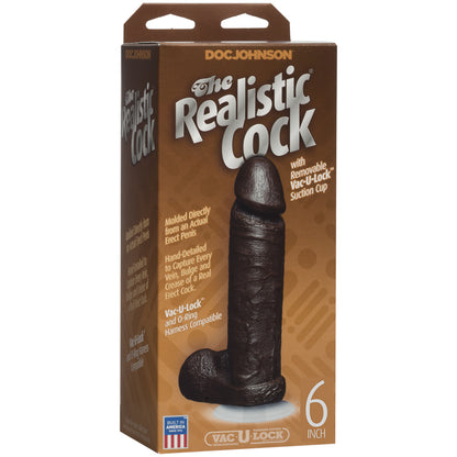 The Realistic Cock - With Removable Vac-U-Lock Suction Cup - 6" - Chocolate | 782421120801 | Available at EroticWarehouse.com