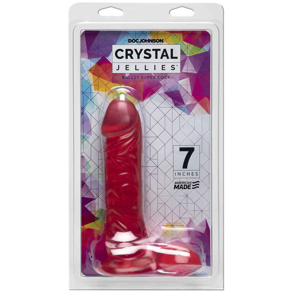 Crystal Jellies - 7" Ballsy Super Cock Pink | 782421124304 | Available at EroticWarehouse.com