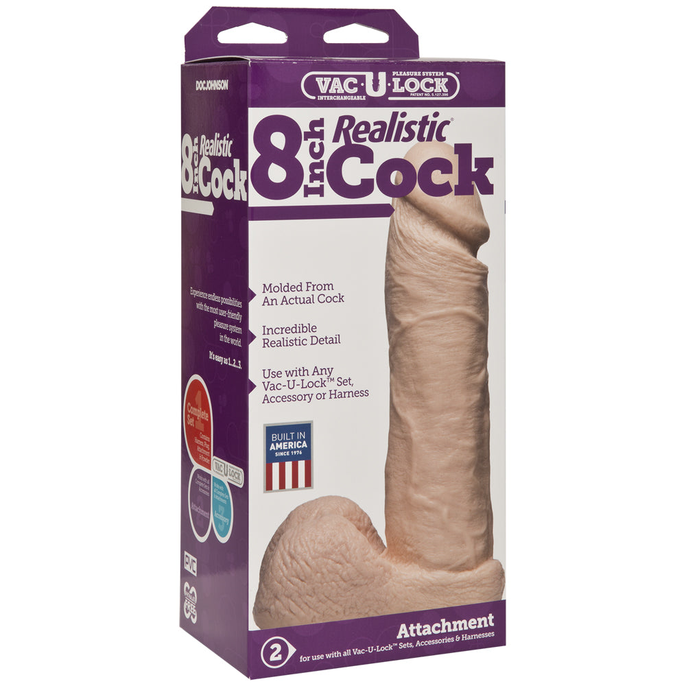 Vac-U-Lock - 8" Realistic Cock Vanilla | 782421155407 | Available at EroticWarehouse.com