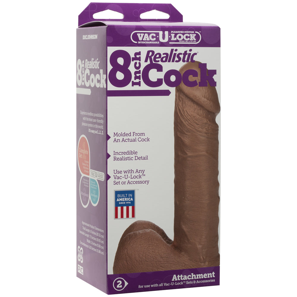 Vac-U-Lock - 8" Realistic Cock Caramel | 782421155803 | Available at EroticWarehouse.com