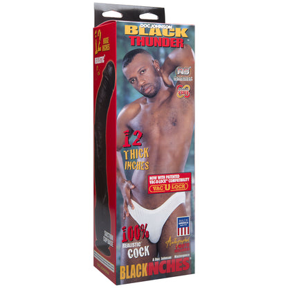 Signature Cocks Black Thunder 12" Realistic Cock with Removable Vac-U-Lock Suction Cup Chocolate | 782421449506 | Available at EroticWarehouse.com