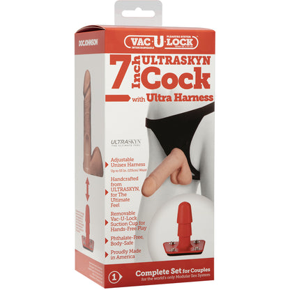 Vac-U-Lock - 7" Ultraskyn Cock - With Ultra Harness Vanilla | 782421506001 | Available at EroticWarehouse.com
