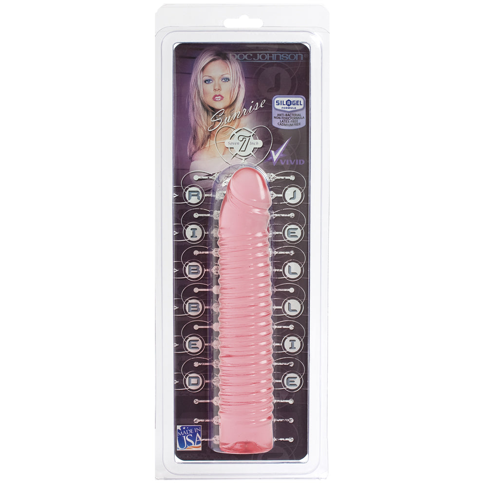 Vivid - 7" Ribbed Jellie - Dong - Tawny Pink | 782421596217 | Available at EroticWarehouse.com
