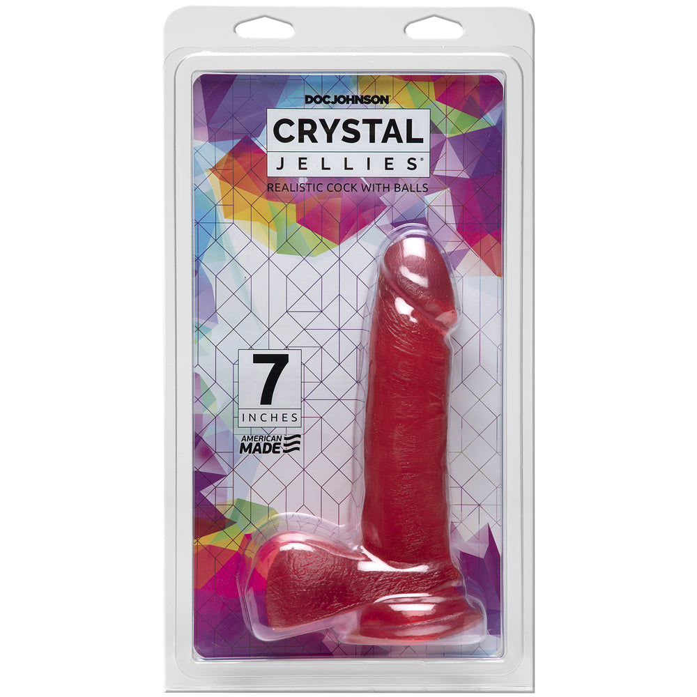 Crystal Jellies - 7" Ballsy Cock With Suction Cup Pink | 782421785611 | Available at EroticWarehouse.com