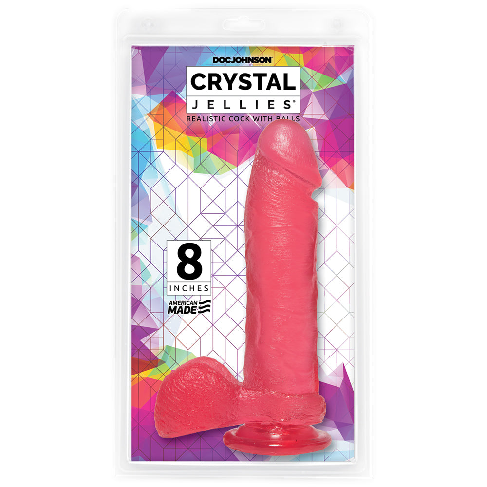 Crystal Jellies - 8" Ballsy Cock With Suction Cup Pink | 782421785819 | Available at EroticWarehouse.com