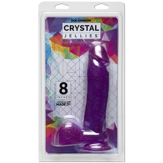 Crystal Jellies - 8" Ballsy Cock With Suction Cup Purple | 782421930912 | Available at EroticWarehouse.com