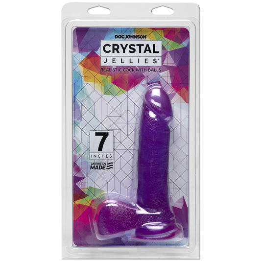 Crystal Jellies 7" Realistic Cock With Balls Purple | 782421931018 | Available at EroticWarehouse.com