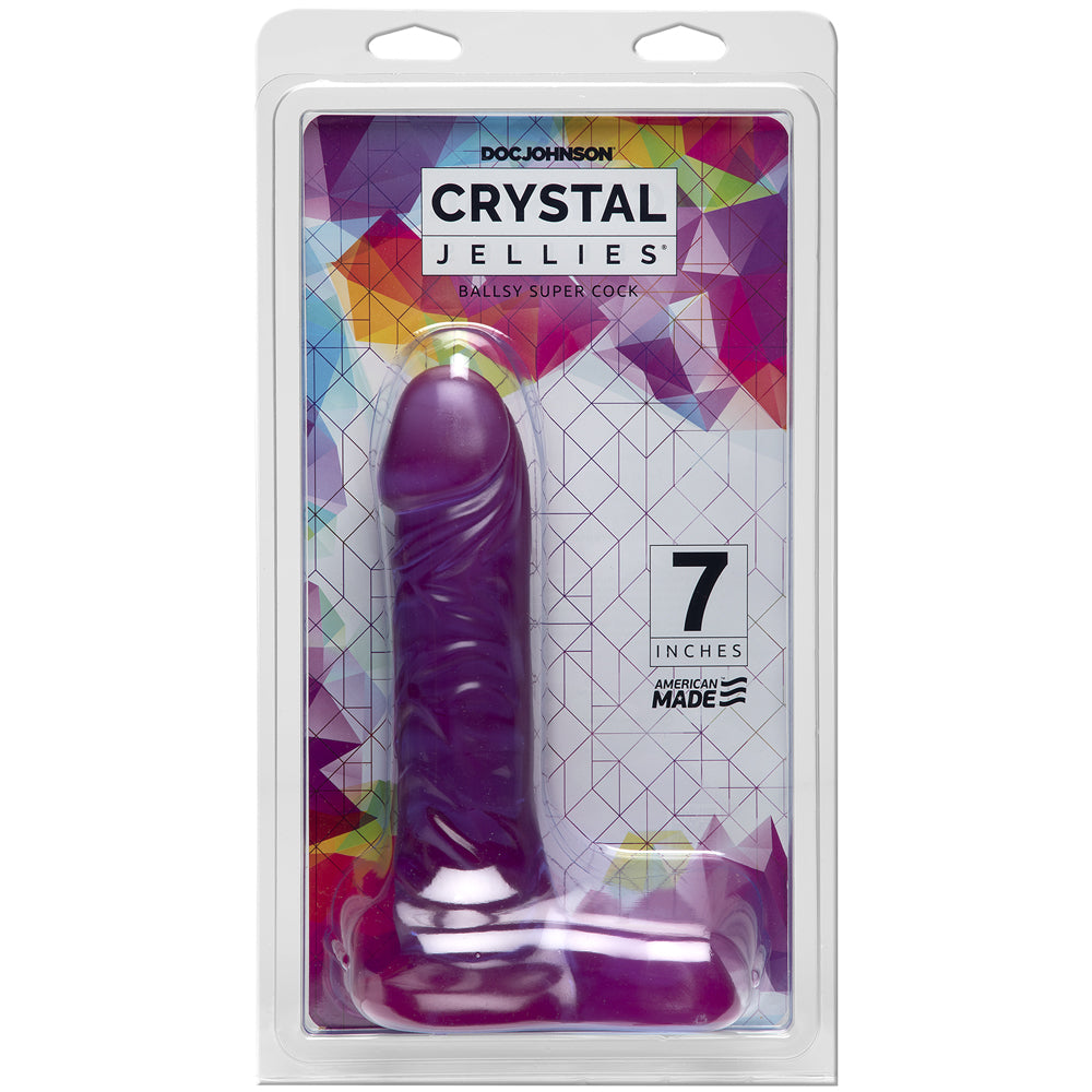 Crystal Jellies 7" Ballsy Super Cock Purple | 782421932213 | Available at EroticWarehouse.com