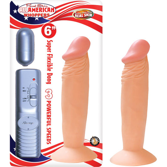 All American Whoppers 6" Vibrating Dong With Bullet Flesh | 782631223415 | Available at EroticWarehouse.com