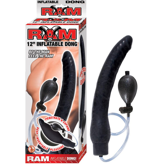 Ram 12" Inflatable Dong Black | 782631251425 | Available at EroticWarehouse.com