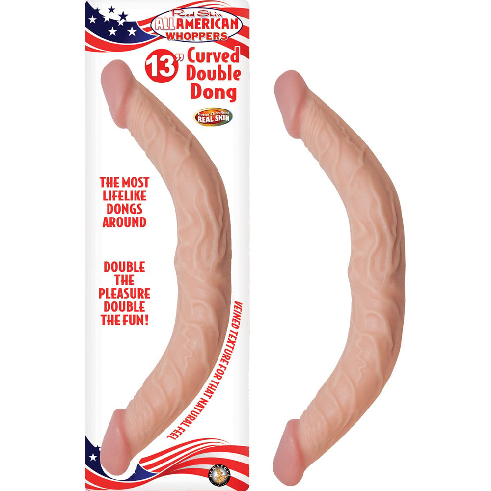 All American Whoppers 13" Curved Double Dong Flesh | 782631252101 | Available at EroticWarehouse.com