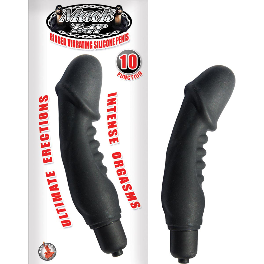 Mack Tuff Ribbed Vibrating Silicone Penis Black | 782631252200 | Available at EroticWarehouse.com