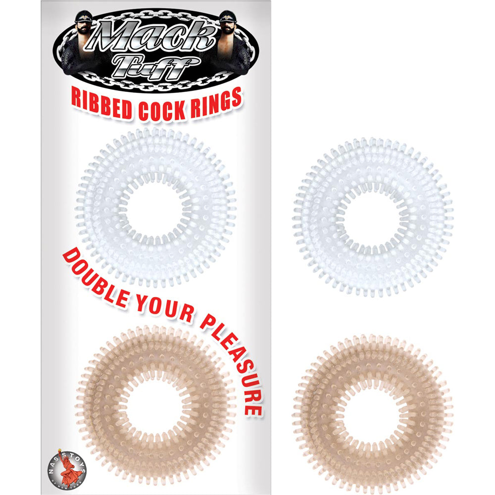 Mack Tuff Ribbed Cock Rings Clear / Smoke | 782631252606 | Available at EroticWarehouse.com