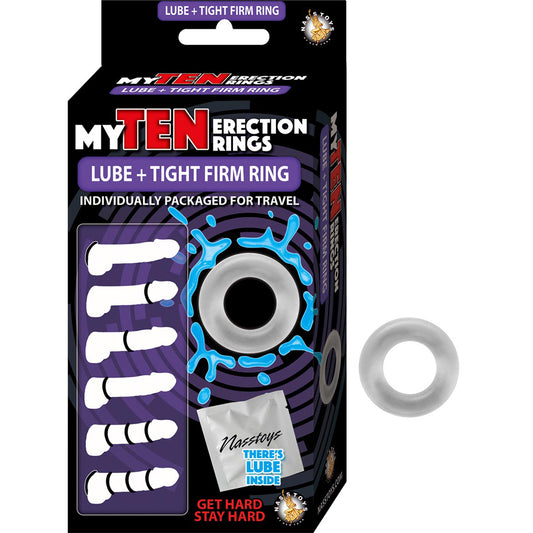 My Ten Erection Rings Lube + Tight Firm Ring Clear | 782631269505 | Available at EroticWarehouse.com