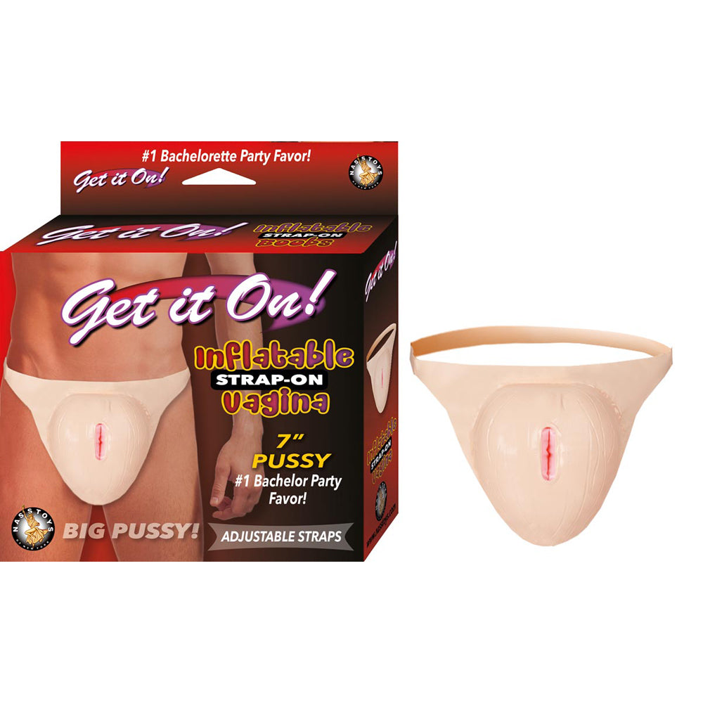 Get It On! Inflatable Strap-On Vagina Flesh | 782631270402 | Available at EroticWarehouse.com