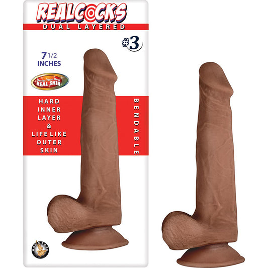 Realcocks Dual Layered #3 Brown | 782631278224 | Available at EroticWarehouse.com