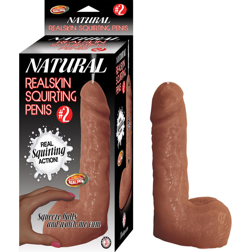 Natural Realskin Squirting Penis #2 Brown | 782631284201 | Available at EroticWarehouse.com
