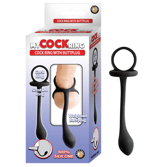 My Cockring Cockring With Buttplug Black | 782631287608 | Available at EroticWarehouse.com