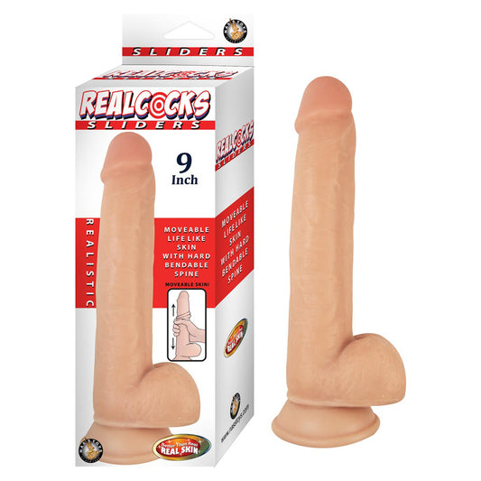 Realcocks Sliders 9" White | 782631287905 | Available at EroticWarehouse.com