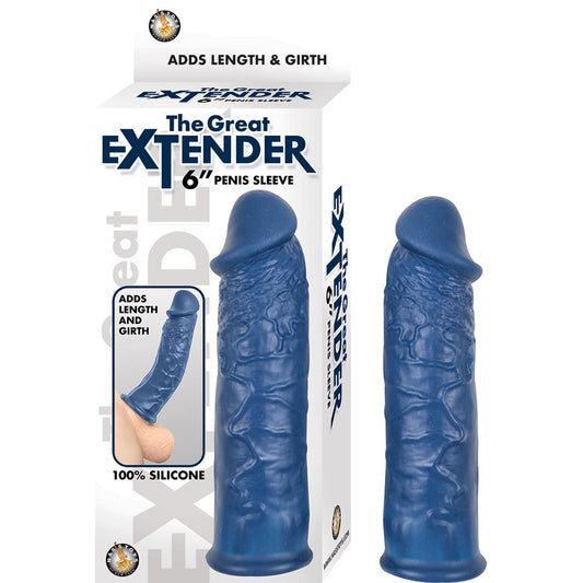 The Great Extender 6" Penis Sleeve Blue | 782631288513 | Available at EroticWarehouse.com