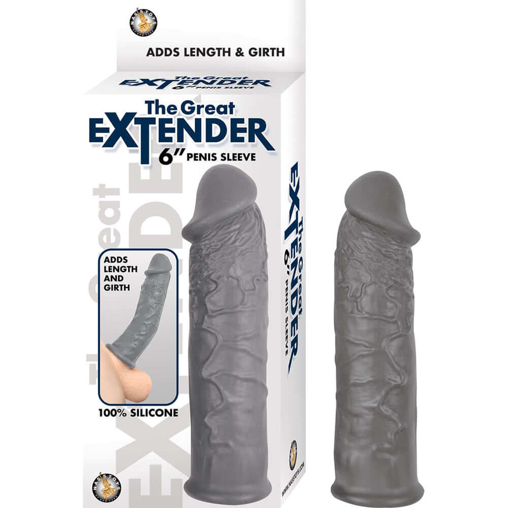 The Great Extender 6" Penis Sleeve Grey | 782631288520 | Available at EroticWarehouse.com