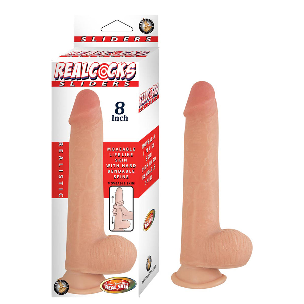 Realcocks Sliders 8" White | 782631288803 | Available at EroticWarehouse.com