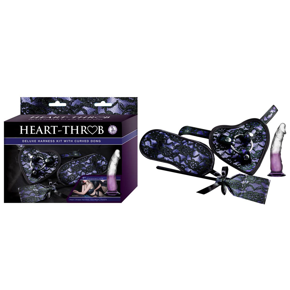 Heart-Throb Deluxe Harness Kit With Curved Dong Purple | 782631290608 | Available at EroticWarehouse.com