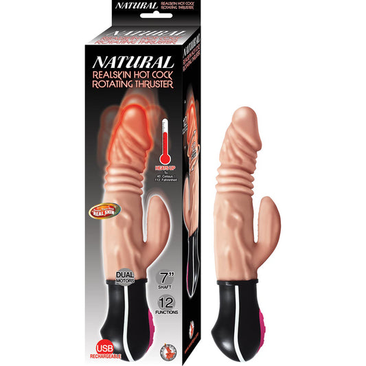 Natural Realskin Hot Cock Rotating Thruster White | 782631290707 | Available at EroticWarehouse.com